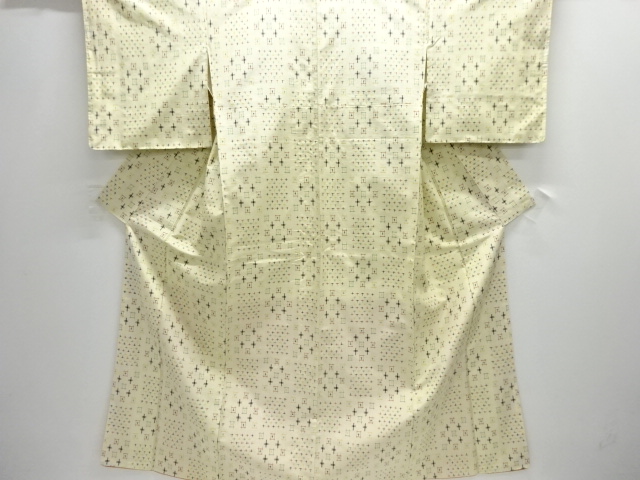 JAPANESE KIMONO / UNUSED / SILK / HAND WOVEN TSUMUGI / CROSS KASURI